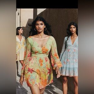 Anita Dongre Juliette Multicolor Floral Long Sleeve Dress